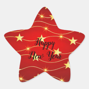 Fest-Happy-New-Year-Star-Sticker Stern-Aufkleber