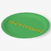Fest-hellgelber PICKLEBALL-Text Pappteller (Schrägansicht)