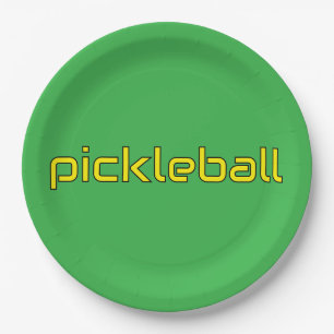 Fest-hellgelber PICKLEBALL-Text Pappteller