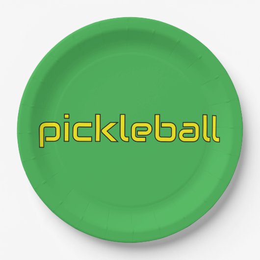 Fest-hellgelber PICKLEBALL-Text Pappteller (Vorderseite)