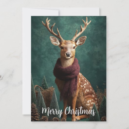 Fest Hirsche mit Rotem Scarf Weihnachten (Vorderseite)