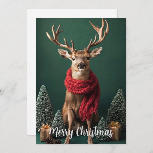 Fest Hirsche mit Rotem Scarf Weihnachten (Vorne/Hinten)