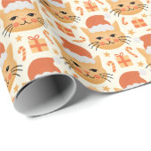 Fest Katzen bei Weihnachtsmannmützen Geschenkpapier (Rolleneckpunkt)