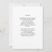 Fest klassische Schwarz-weiße MONOCHROME Hochzeit Einladung (Rückseite)