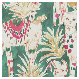 FEST LLAMA Red Green Holiday Print Stoff