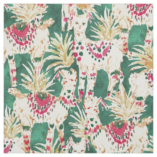 FEST LLAMA Red Green Holiday Print Stoff (Muster)