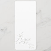 Fest moderne kalligraphische grüne Hochzeitsmenüs Menükarte (Rückseite)