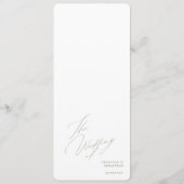 Fest moderne kalligraphische grüne Hochzeitsmenüs Menükarte (Rückseite)