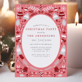 Fest Modernes Weihnachtsfest in Rot und Rosa - Wei Einladung