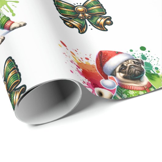 Fest Mops Wrapping Paper - Christmas Dog Delight Geschenkpapier (Rolleneckpunkt)
