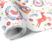 Fest-Nordic Weihnachtsmuster Wrapping Papier Geschenkpapier (Rolleneckpunkt)