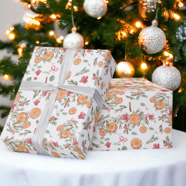 Fest Orange Pine Blumenstrauch Geschenkpapier
