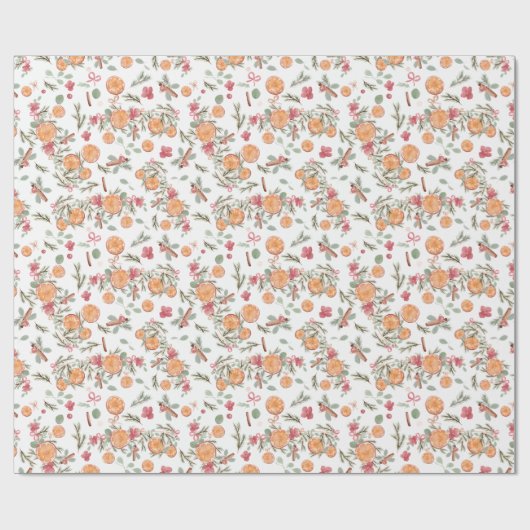 Fest Orange Pine Blumenstrauch Geschenkpapier (Flach)