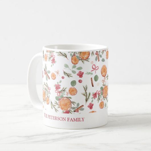 Fest Orange Pine Blumenstrauch Kaffeetasse (Vorderseite Links)