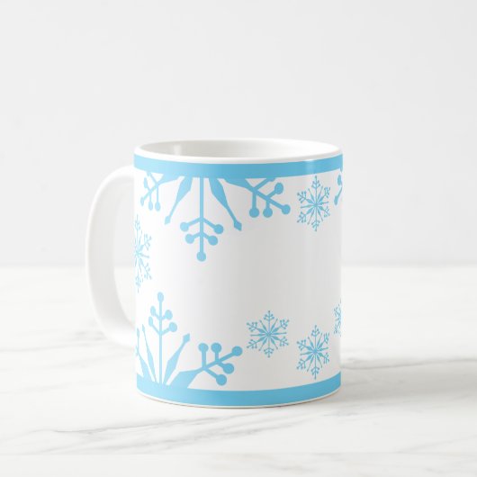 Fest Pastel Blue Snowflake Tasse (Vorderseite Links)