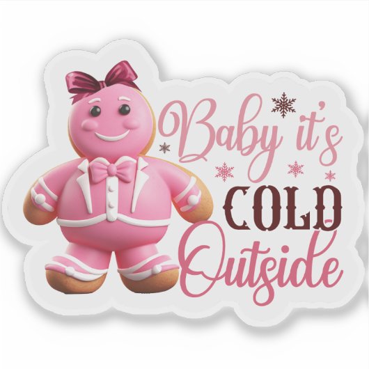 Fest Pink Gingerbread Mann verbreitet Chef Aufkleber (Vorderseite)