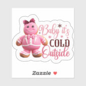 Fest Pink Gingerbread Mann verbreitet Chef Aufkleber (Blatt)