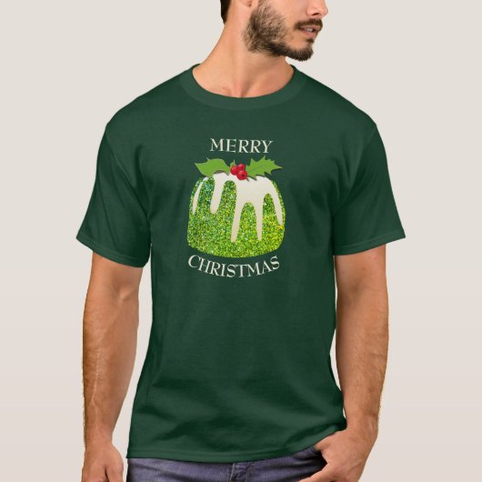 Fest Pudding Green| GLITZER SPARKLE | Weihnachten T-Shirt (Vorderseite)