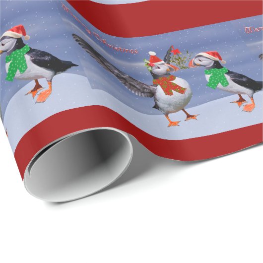 Fest Puffins Wrapping Paper - Weihnachten Geschenkpapier (Rolleneckpunkt)