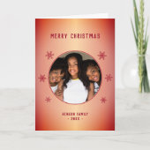 Fest Red Metallic Snowflake Foto Weihnachten (Vorderseite)