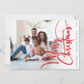 Fest Red Script Frohe Weihnachten Volles Foto (Vorderseite)