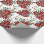 Fest: Rich Red Poinsettia Blume Wrapping Paper Geschenkpapier (Ecke)