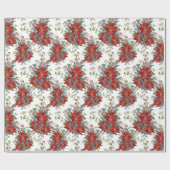 Fest: Rich Red Poinsettia Blume Wrapping Paper Geschenkpapier (Flach)