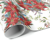 Fest: Rich Red Poinsettia Blume Wrapping Paper Geschenkpapier (Rolleneckpunkt)