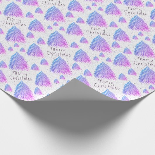 Fest rosa Blauer Weihnachtsbaum Wasserfarbe Geschenkpapier (Ecke)