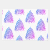 Fest rosa Blauer Weihnachtsbaum Wasserfarbe Geschenkpapier Set (Vorderseite)