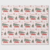 Fest rosa Groovy Weihnachtsbaum Wrapping Paper Geschenkpapier (Flach)