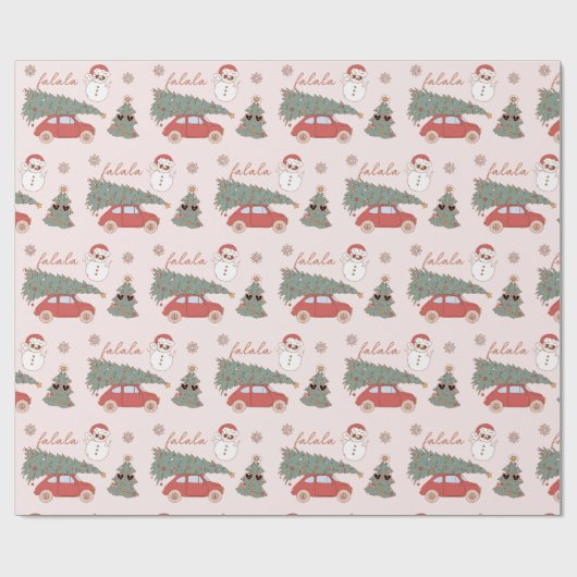 Fest rosa Groovy Weihnachtsbaum Wrapping Paper Geschenkpapier (Flach)