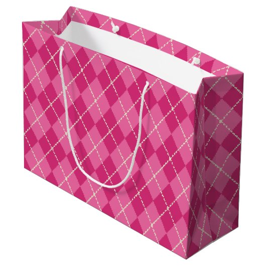 Fest rosa Raute Geschenktasche Große Geschenktüte (Rückseite Schrägansicht)