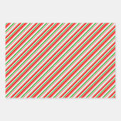 Fest rote, weiße, grüne, farbige Linienmuster Geschenkpapier Set (Vorderseite 2)