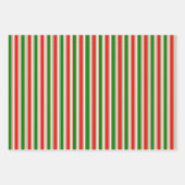 Fest rote, weiße, grüne, farbige Linienmuster Geschenkpapier Set (Vorderseite)