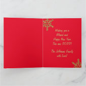 Fest Roter Chef Neujahr Gold Snowflake Foto Karte (Innenseite)