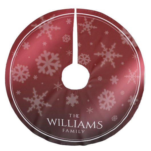 Fest Roter Wald Schneeflocken Polyester Weihnachtsbaumdecke (Vorderseite)