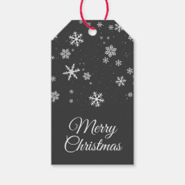 Fest Schneeflocken Nachricht Grauer Weihnachtsfeie Geschenkanhänger