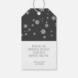 Fest Schneeflocken Nachricht Grauer Weihnachtsfeie Geschenkanhänger