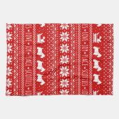Fest Schottische Hunde Weihnachten| Schottische Te Geschirrtuch (Horizontal)