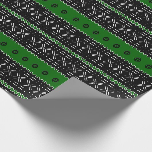 Fest schwarz und grün Umhüllungspapier Geschenkpapier (Ecke)