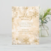 Fest Sparkle Gold Winter Wedding Details Card Einladung (Stehend Vorderseite)