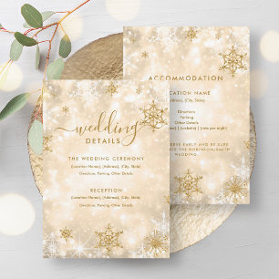 Fest Sparkle Gold Winter Wedding Details Card Einladung