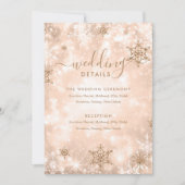 Fest Sparkle Rose Gold Winter Hochzeiten Details Einladung (Vorderseite)