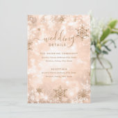 Fest Sparkle Rose Gold Winter Hochzeiten Details Einladung (Stehend Vorderseite)