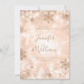 Fest Sparkle Rose Gold Winter Wedding Menü Einladung (Vorderseite)