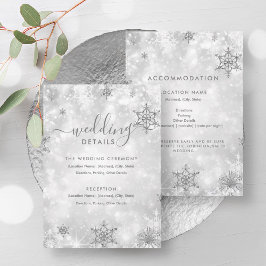 Fest Sparkle Silver Winter Wedding Details Card Einladung