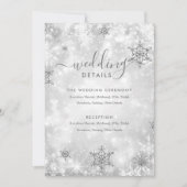 Fest Sparkle Silver Winter Wedding Details Card Einladung (Vorderseite)