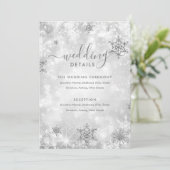 Fest Sparkle Silver Winter Wedding Details Card Einladung (Stehend Vorderseite)