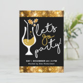 Fest Sparkling Gold Fireworks Weihnachts-Party Einladung (Stehend Vorderseite)